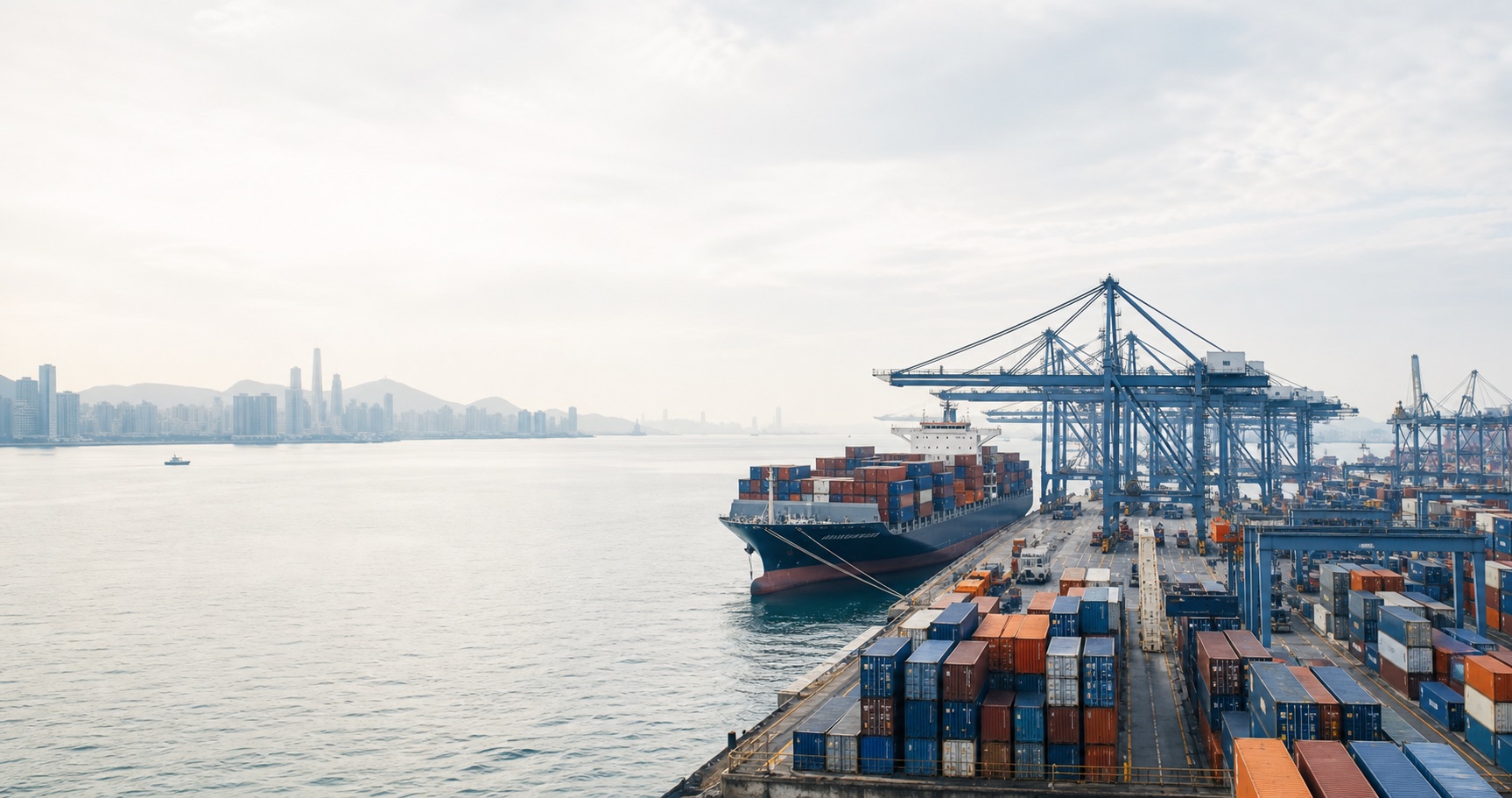 Container vessel loading at a Hong Kong container terminal